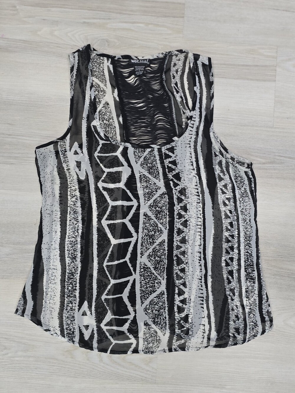 Wet Seal VTG Black & White Geometric Stripe Tank Top Size L